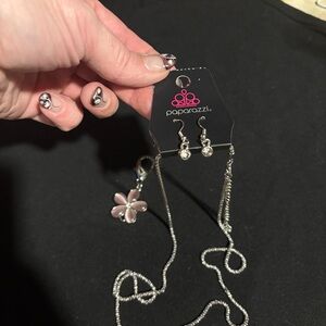 Paparazzi Silver Necklace and Earrings Set